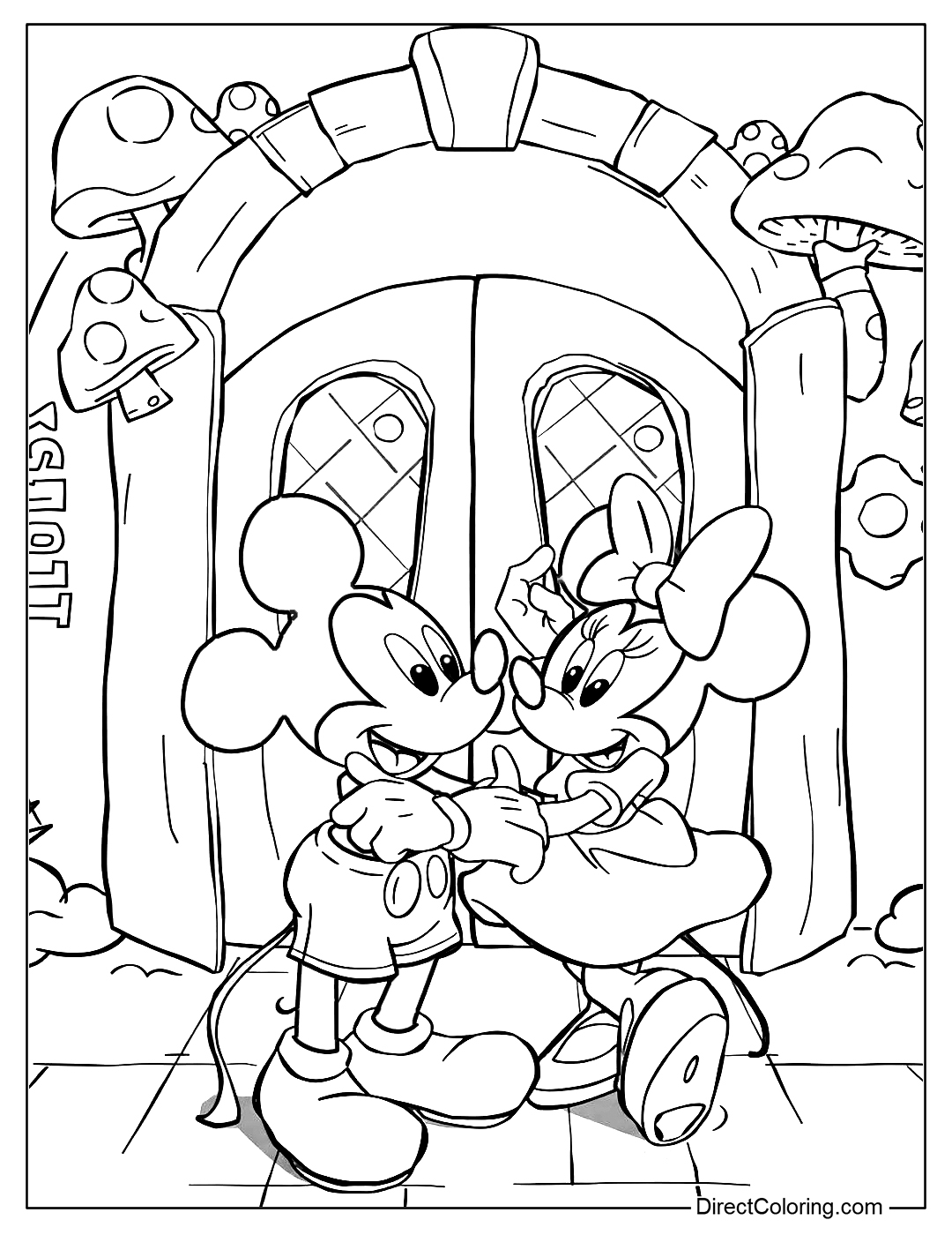 Mickey Mouse and Minnie Mouse Coloring Page